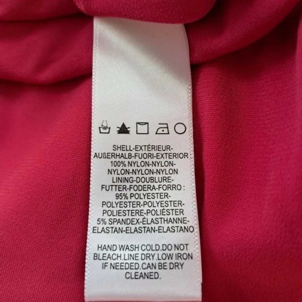 Dress The Population Audrey 3D Floral V-Neck Sleeveless Fuchsia‎ Pink Midi Dress